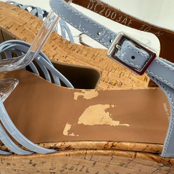 Aquatalia Elene Sandals Women's 10 Blue Leather Platform Cork Slingback Chunky - Picture 12 of 15